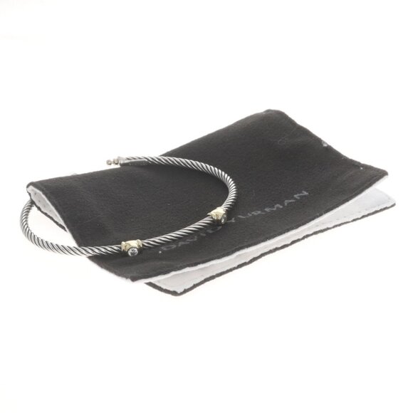 David Yurman Cable Diamond Two-Station Bangle Bracelet 6 1/2" - Round .20ctw - Picture 6 of 6